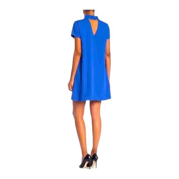 A Amanda Uprichard Blue Mock Neck Short Sleeve Mini Dress NWT - Picture 2 of 6
